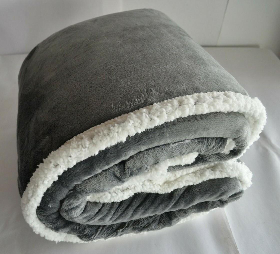 Madison Park Twin Blanket Microlight Plush to Berber 66" x 90" Grey gallery