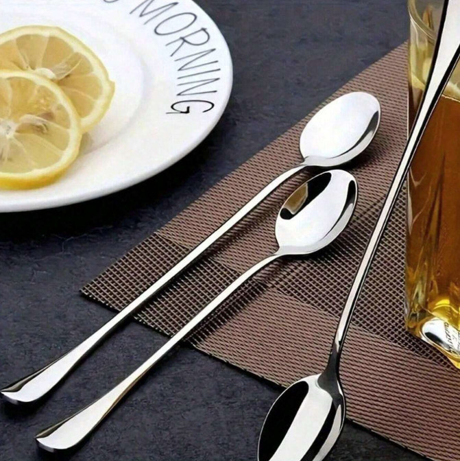 6pcs Long Handle Coffee & Ice Cream Spoons - Stainless Steel Stirring Scoop gallery
