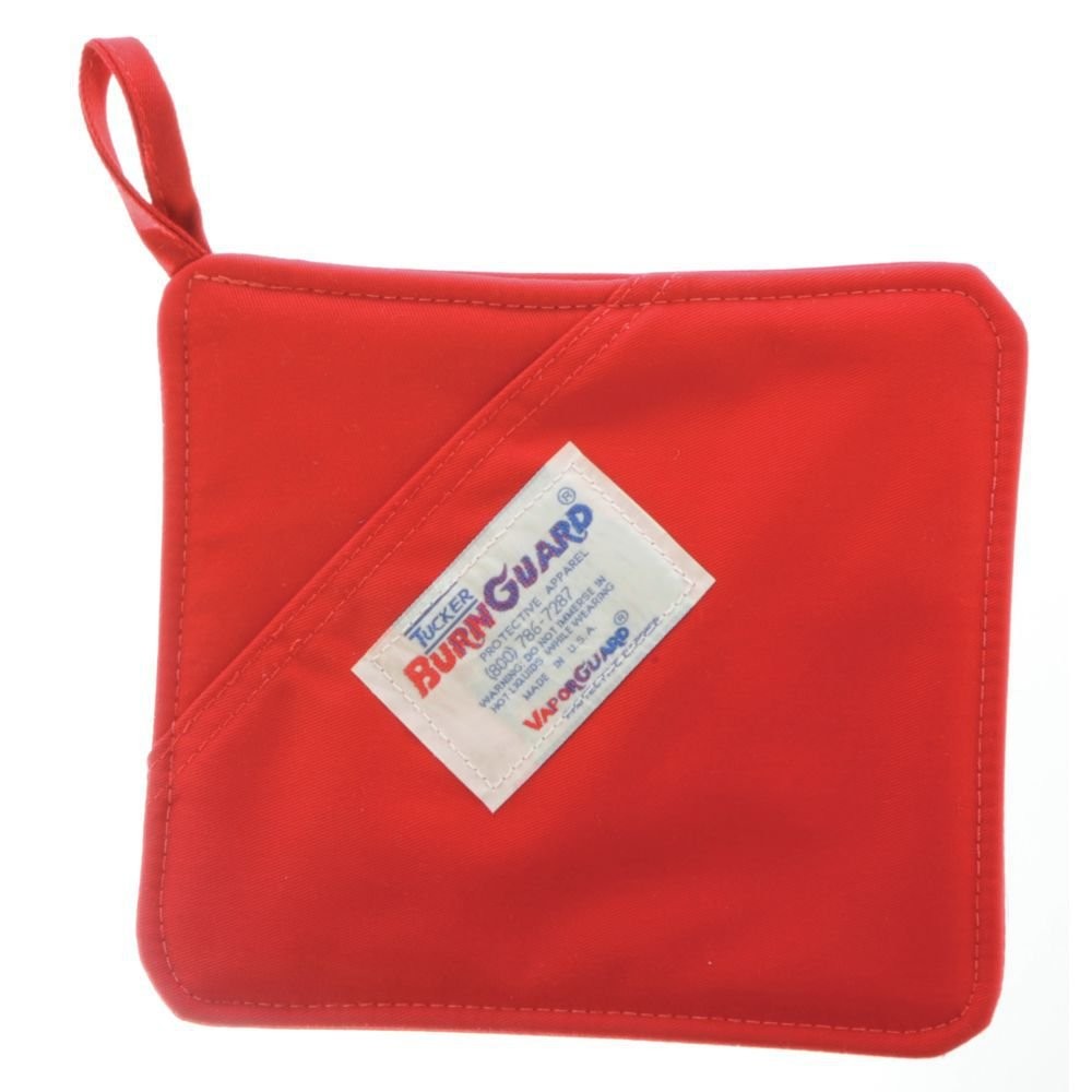 Tucker BurnGuard Red Poly Cotton Hot Pad with Hand Guard - 8"L x 8"W gallery