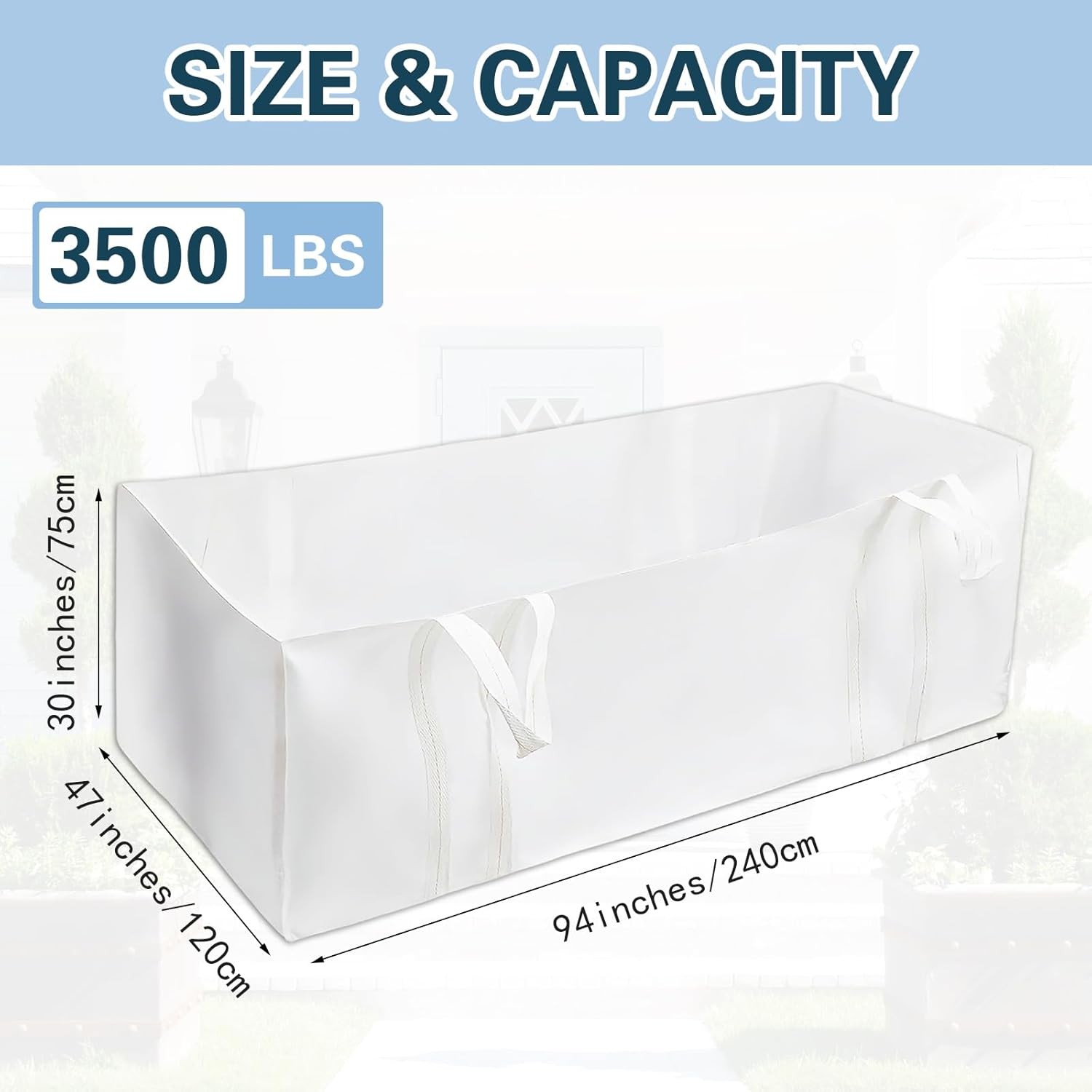 2Pcs 94 Inches Dumpster Bag White Yard Waste Bags Reusable Foldable Yard Trash gallery