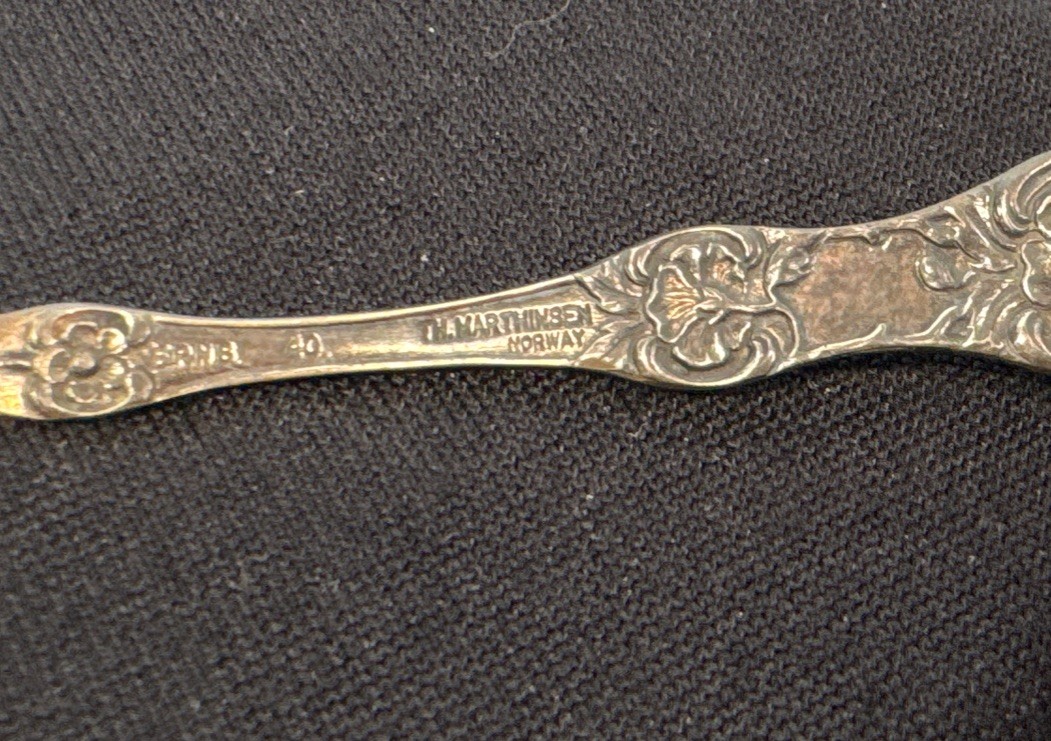 TH. Marthinsen WILD ROSE Silverplate Norway EPNS Demitasse Spoon gallery