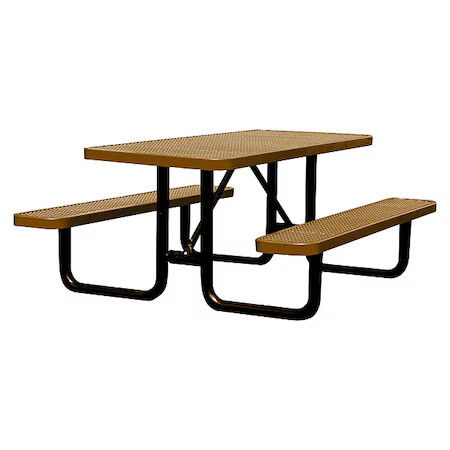 Rectangle Picnic Table, Brown, Expanded Metal, 6 Seats, 72 In L, 29 5/8 In H gallery