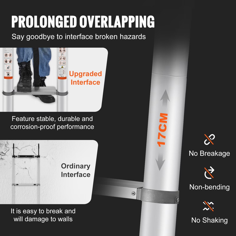 KFFKFF Extendable Ladder, 12.5 FT Aluminum, 375 LBS, Portable Versatile Compact gallery