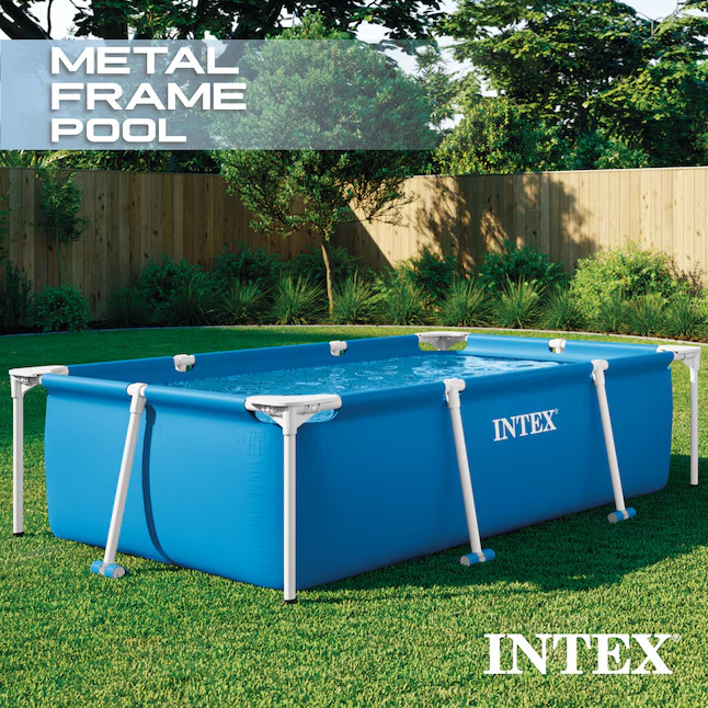 Intex 86in x 23in Rectangular Frame Above Ground Outdoor Splash Swimming Pool gallery