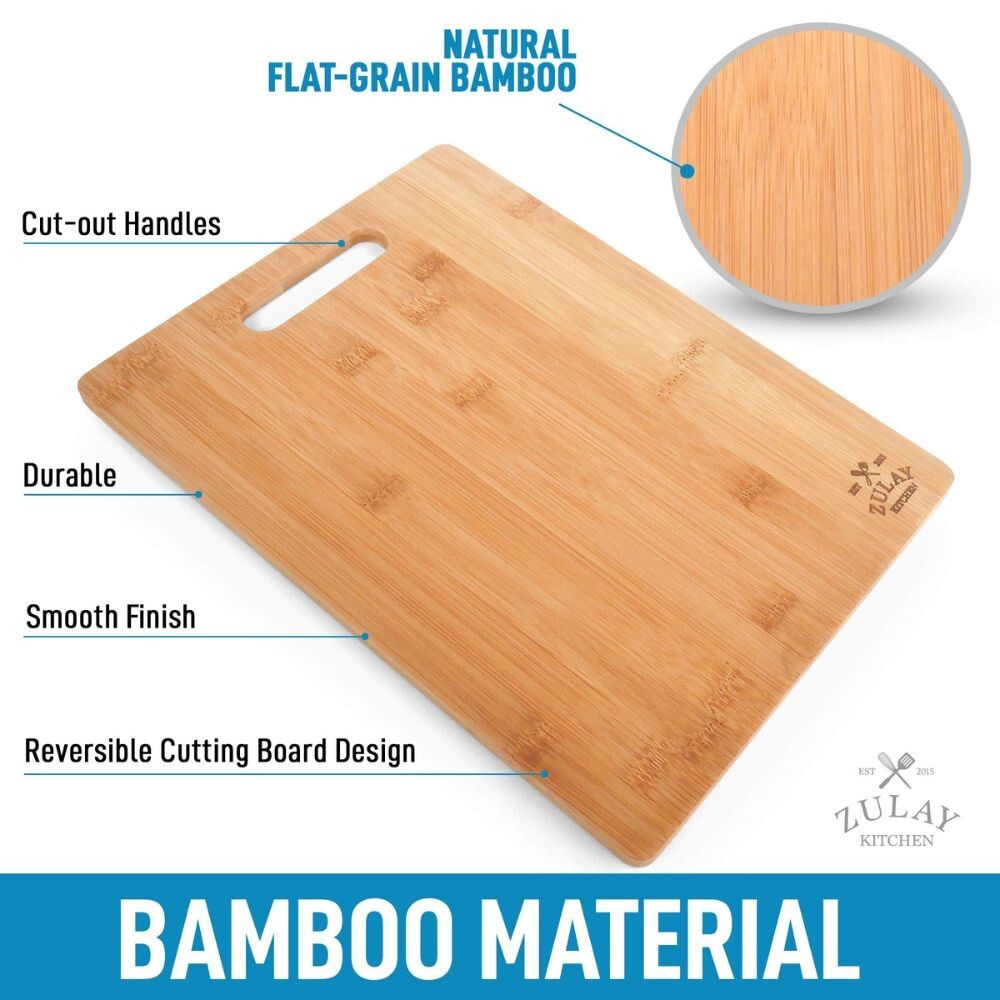 Zulay Bamboo Cutting Board Set - 3 Piece gallery