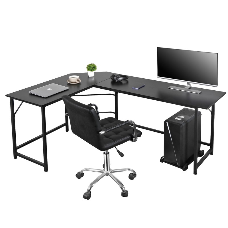 66" L-Shaped Computer Desk Large Workstation Home Office PC Stand Modern gallery