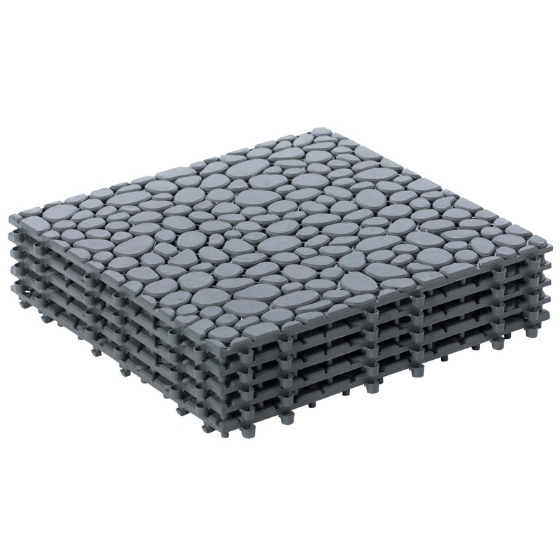 Interlocking Cobbled Stone Look Garden Pathway Tiles, Floor Grass Pavers, 5 Pack gallery