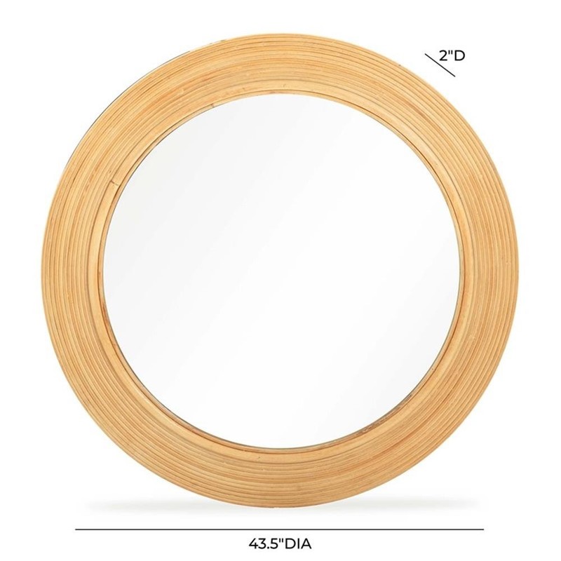 Pemberly Row Natural Rattan Round Wall Mirror - 43.5"W x 2"D x 43.5"H gallery
