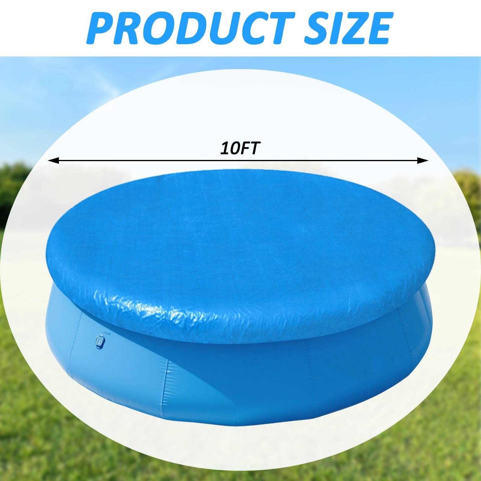 10FT Round Inflatable Above Ground Pool Cover，Round Pool Cover with Drawstrin... gallery