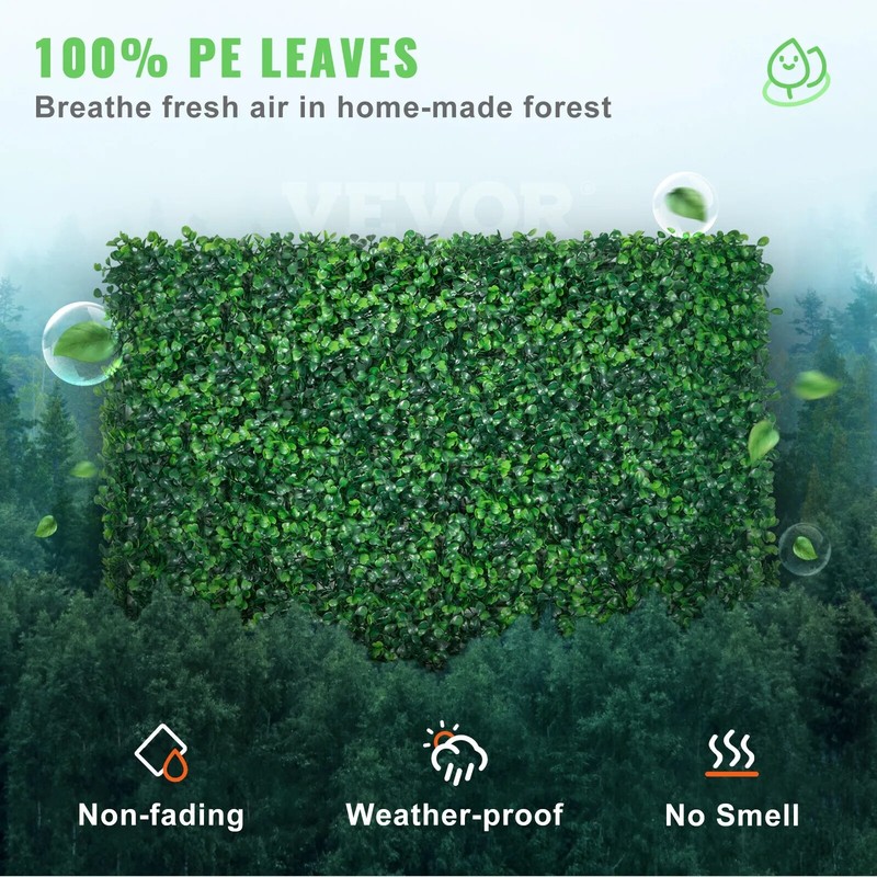 20"x20" Artificial Boxwood Hedge Panel Double Color Lvy Leaf Fence Indoor Decor gallery