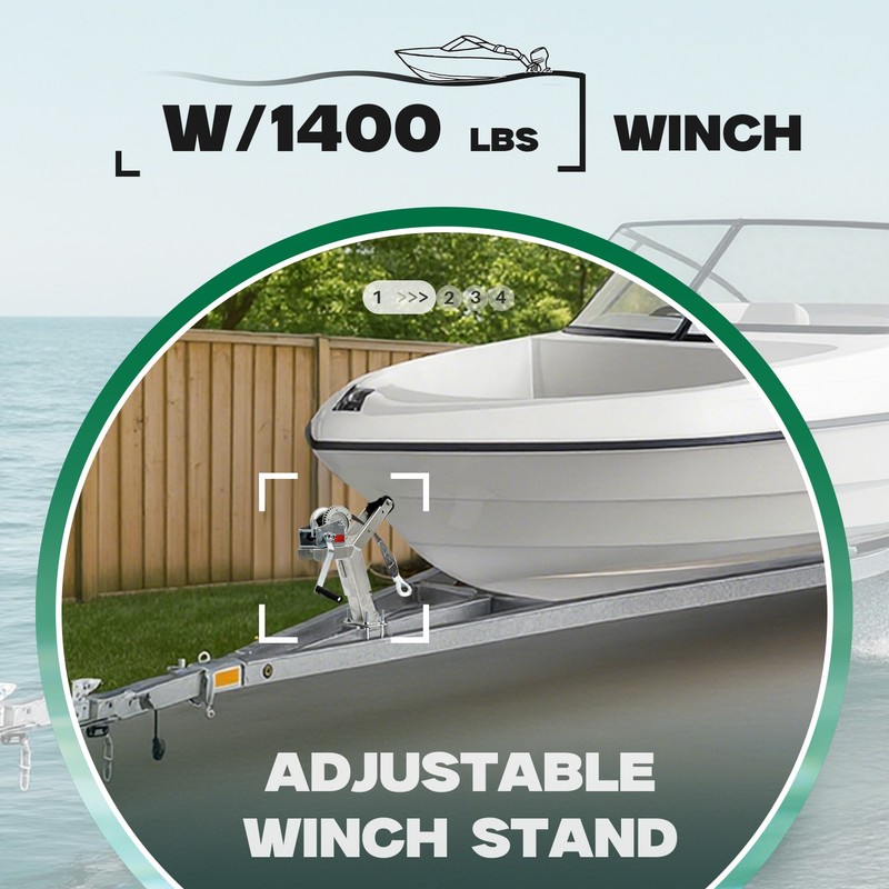 Adjustable Winch Post Winch Stand W/1400lbs Winch Roller For Boat Trailer part gallery