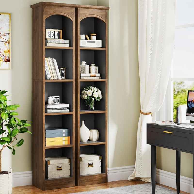 70.9-Inch Tall Narrow Bookcase, Modern 5-Tier Cube Bookshelf with Storage Black gallery