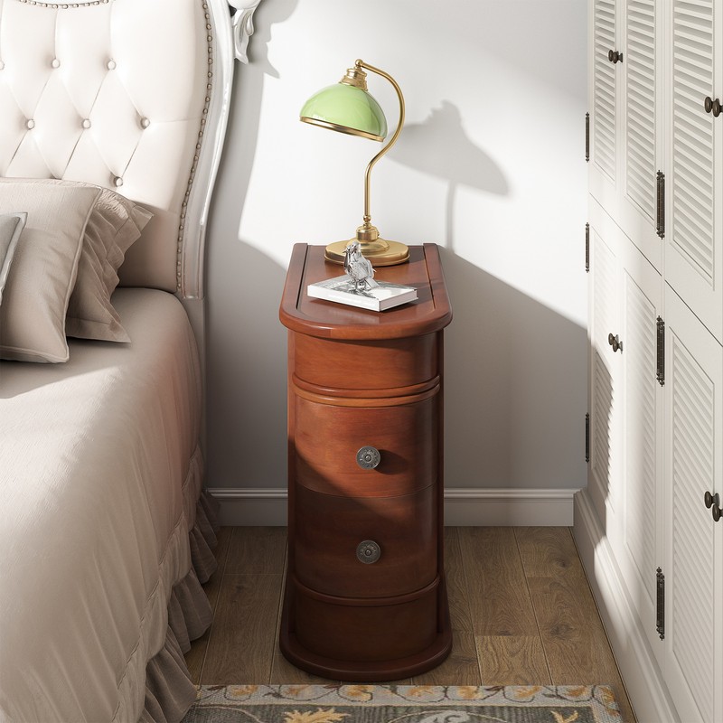 Tribesigns Narrow End Table Sofa Side Table Slim Wood Nightstand with 2 Drawers gallery