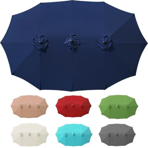 13ft Double Sided Patio Umbrella Replacement Canopy,12 Ribs 15ft Navy Blue gallery