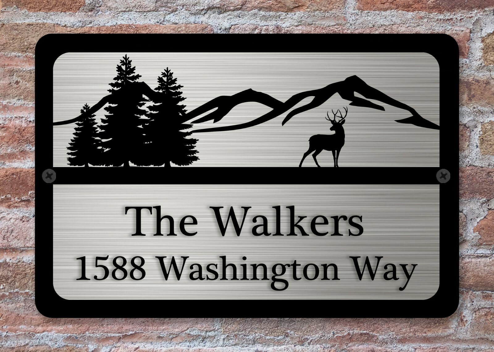 Personalized House Address Custom Plaque 12" x 8" Aluminum Deer Trees Art Sign gallery