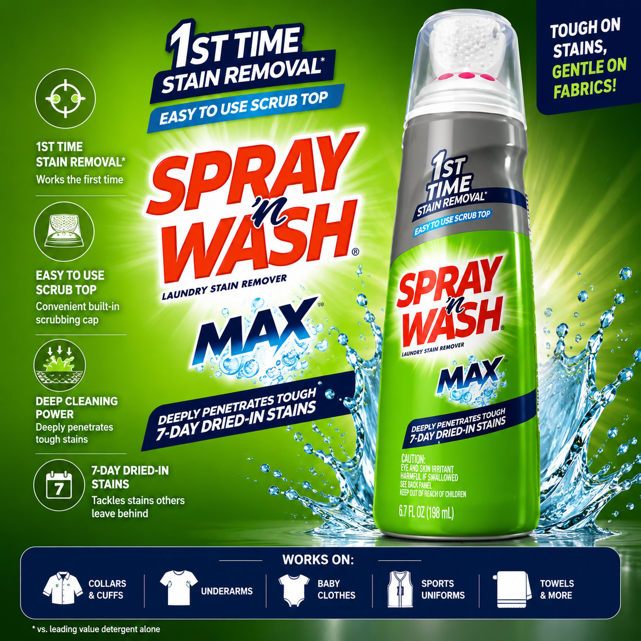 Spray 'n Wash Max, Laundry Stain Remover Gel Stick, 6.7 oz Bottle- Free Shipping gallery