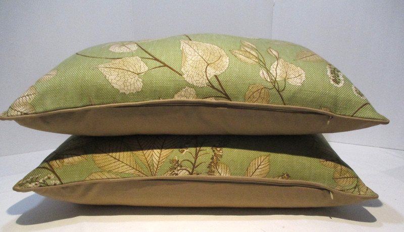Green & Brown Pillow Covers,Fall Foliage & Ladybugs P Kaufman Fabric 25x16", New gallery
