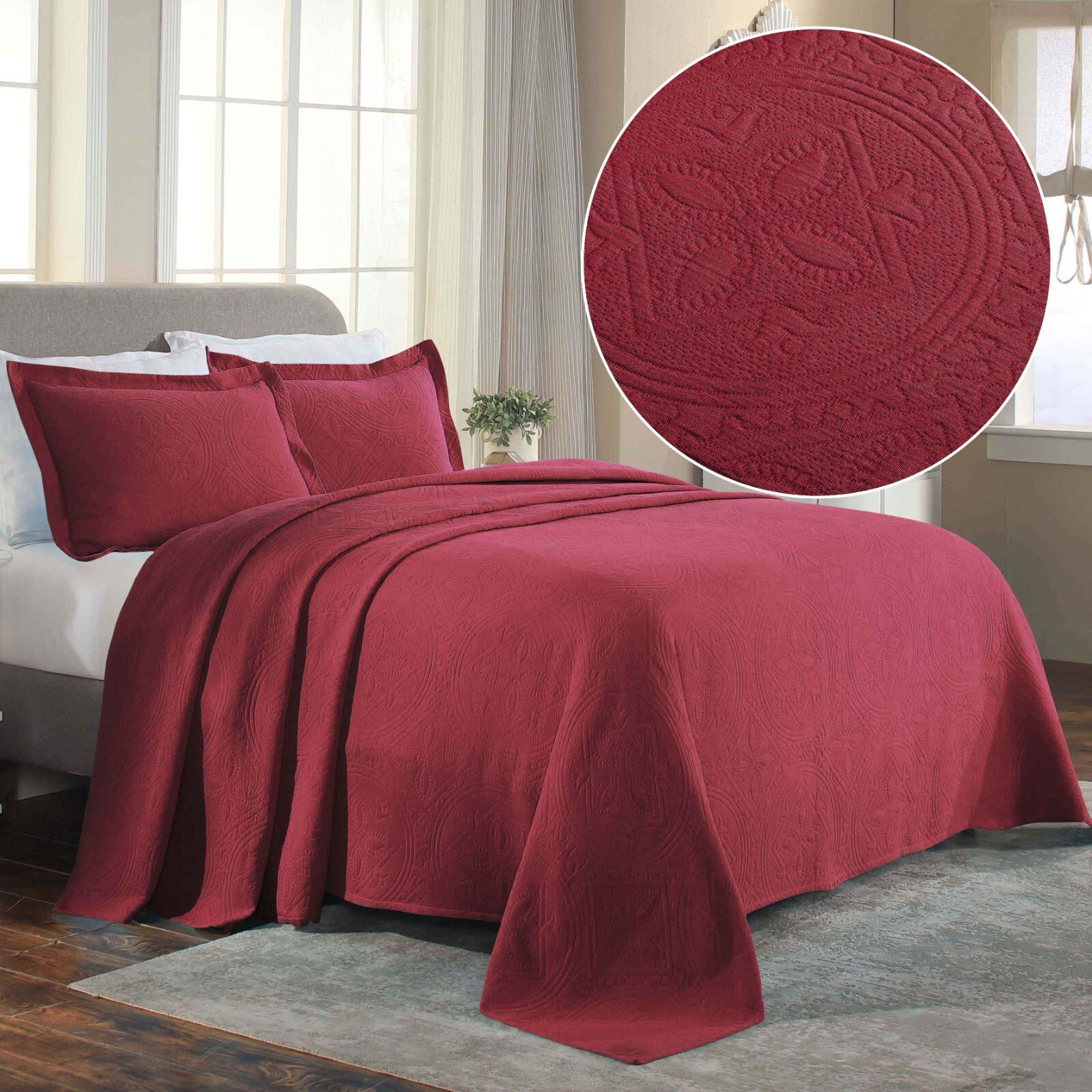 Celtic Circle Cotton Matelasse Decorative Bedspread and Pillow Sham Set gallery