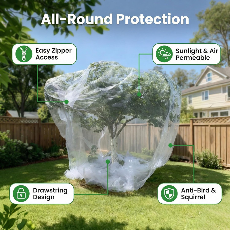 16X16Ft Extra Large Fruit Tree Netting Cover with Zipper & Drawstring, Garden Me gallery