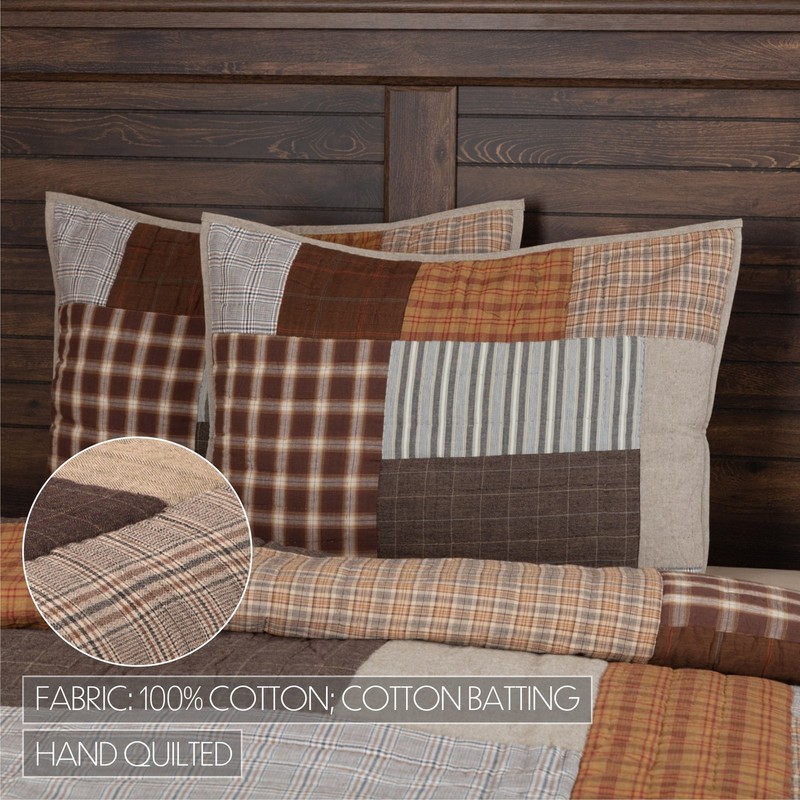Rustic Standard Sham Grey Patchwork Rory Chambray Hand Bedroom Decor VHC Brands gallery