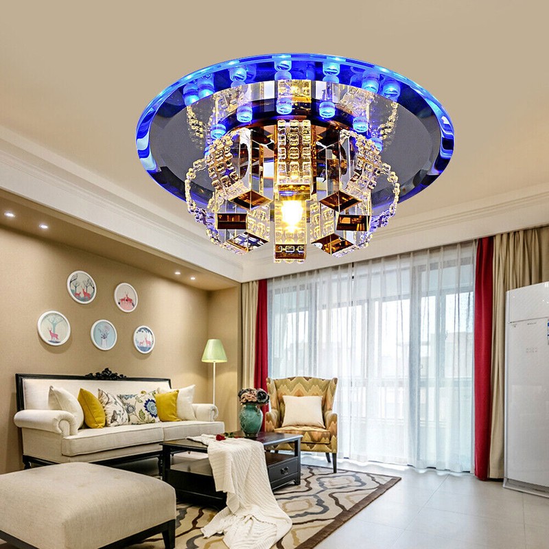 Modern Crystal LED Ceiling Lamp Flush Mount Chandelier Living Room Light Fixture gallery