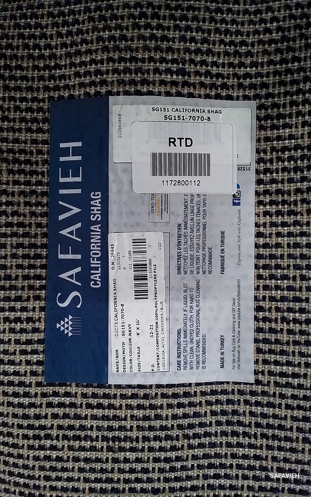 NAVY 8'-0" x 10'-0" Back Stain Rug, Reduced Price 1172800112 SG151-7070-8 gallery
