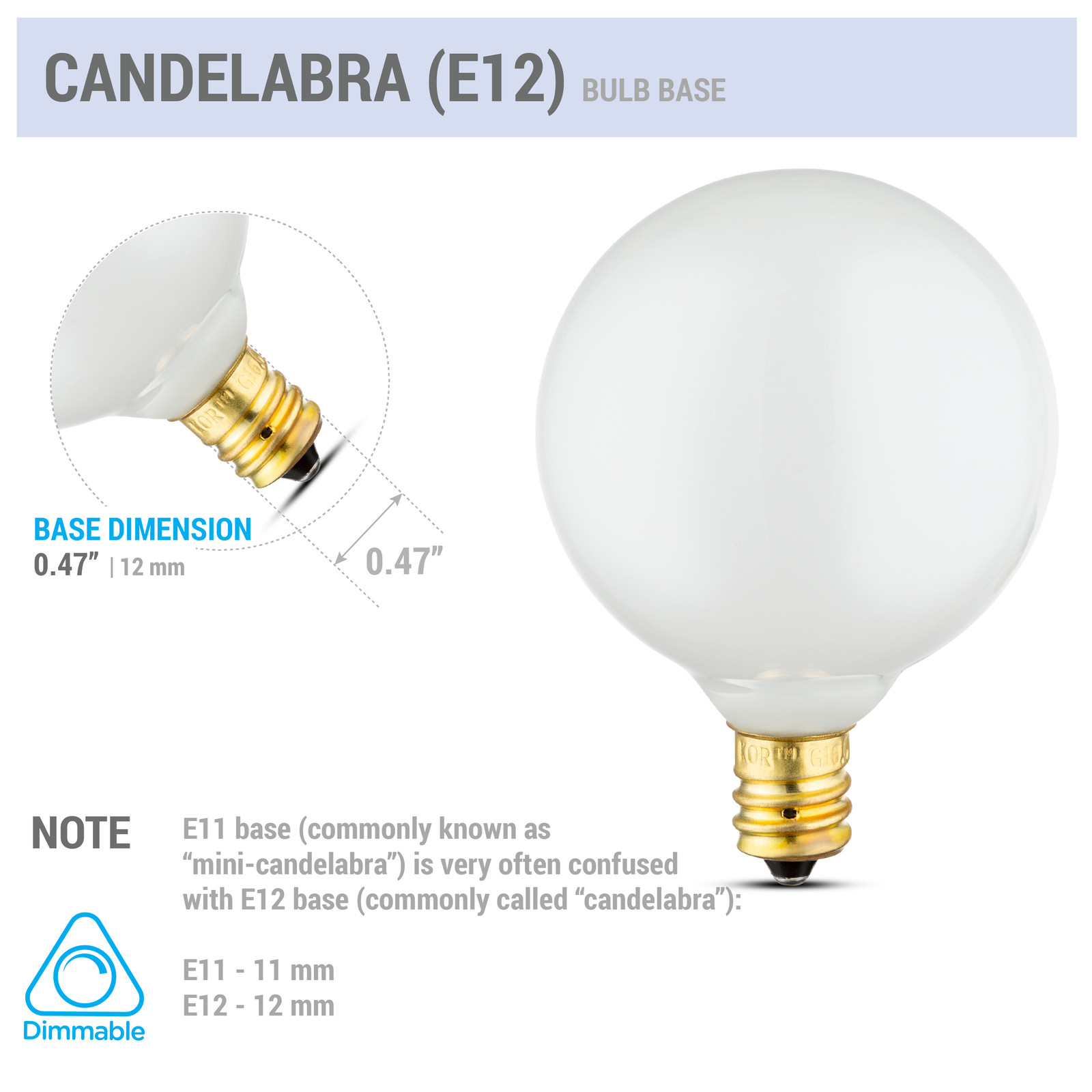 10 Pack Mini Decorative Globe Bulbs 120V 15W G16.5 Candelabra E12 Base White gallery