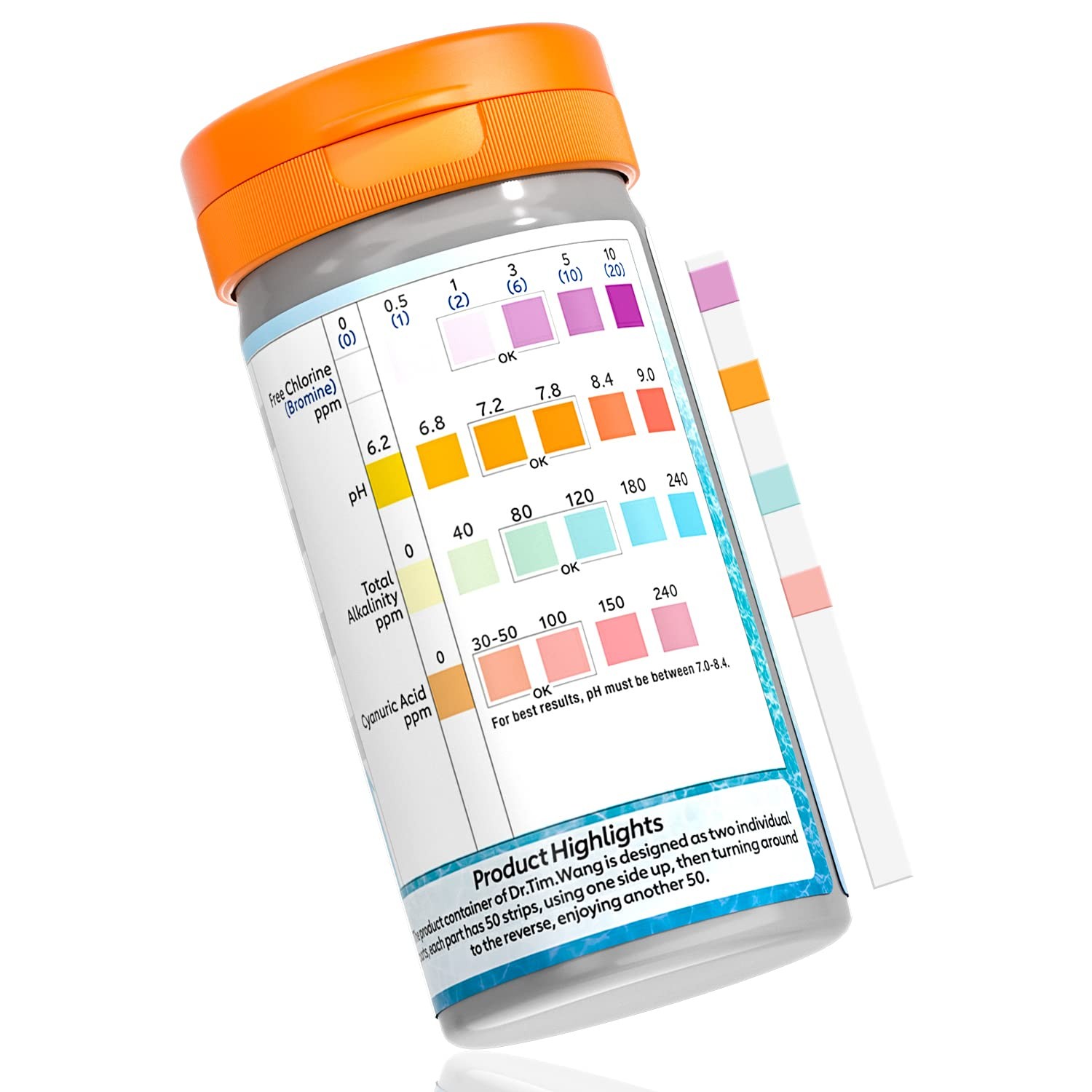 Dr.Tim.Wang Pool and Hot Tub Test Strips - Medical Grade Precision 4 in 1 Pool gallery
