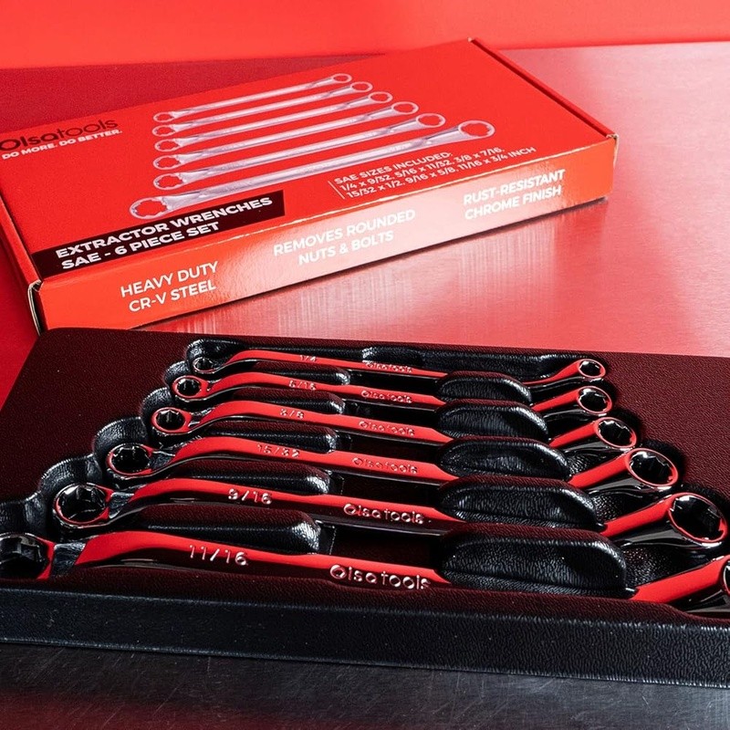 6pc Box End Wrench Set Offset Chrome Vanadium Steel Tool Organizer Tray New gallery