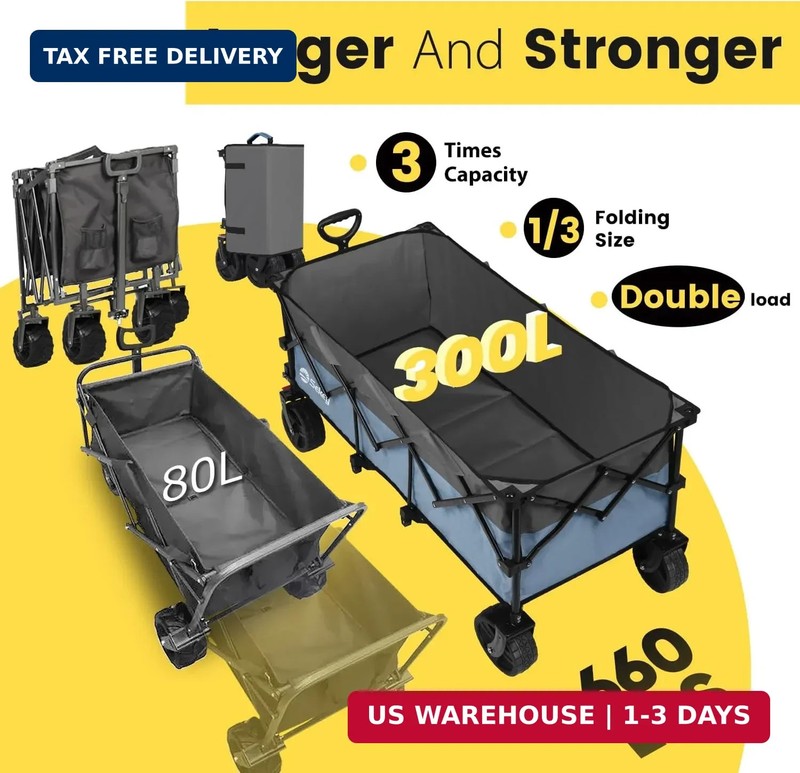 Sekey 48''L Collapsible Foldable Extended Wagon with 660lbs Weight Capacity, Hea gallery