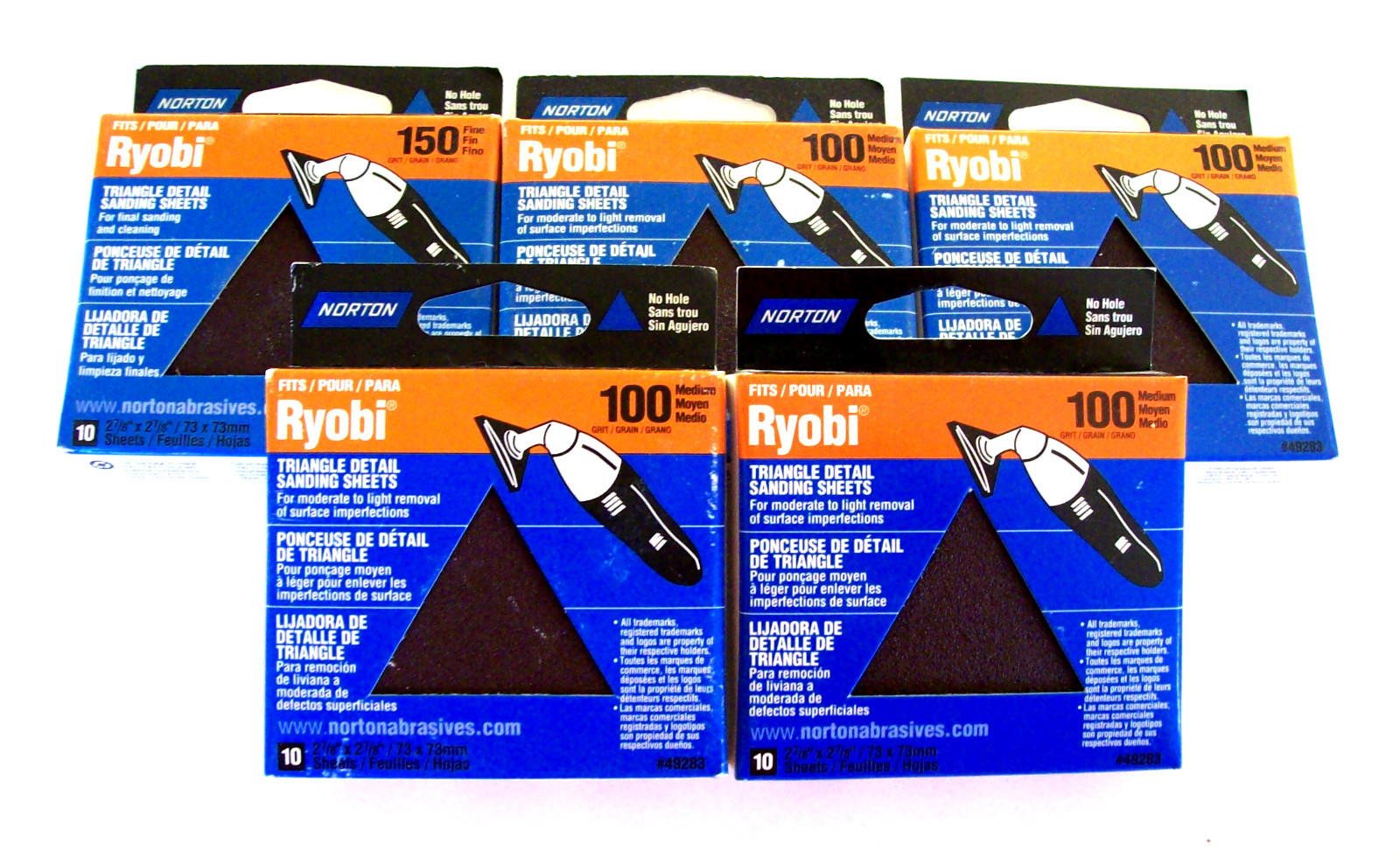 100 NORTON TRIANGLE DETAIL SANDING DISC SHEETS 100 GRIT 49283 FITS RYOBI USA gallery