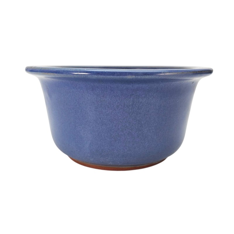 Vintage Blue Drip Glaze Ceramic Planter Red Clay Jardiniere Pot Hard Fired 7.75" gallery