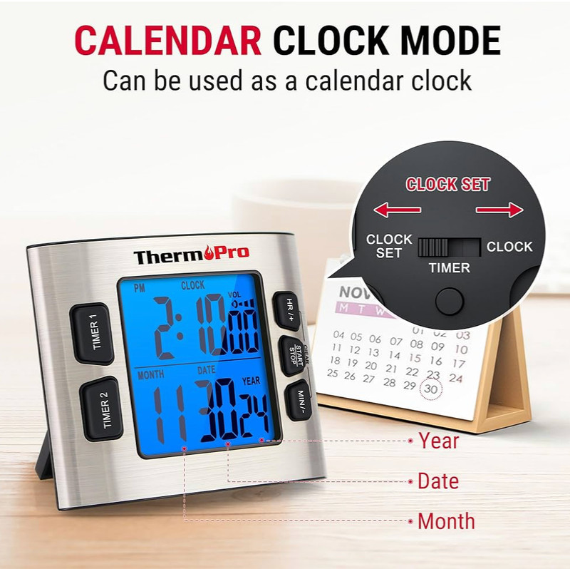 ThermoPro TM02 Digital LCD Kitchen Timer Dual Countdown Cooking Timer Loud Alarm gallery