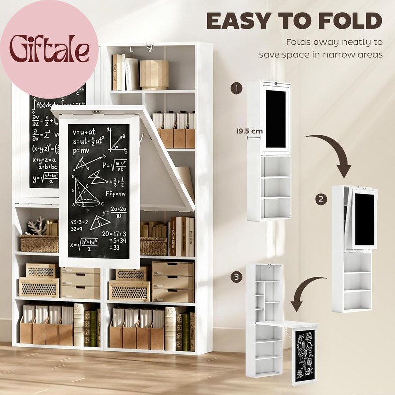 Foldable Convertible Writing Table, Wall Mounted Space-Saving Computer Desk with gallery