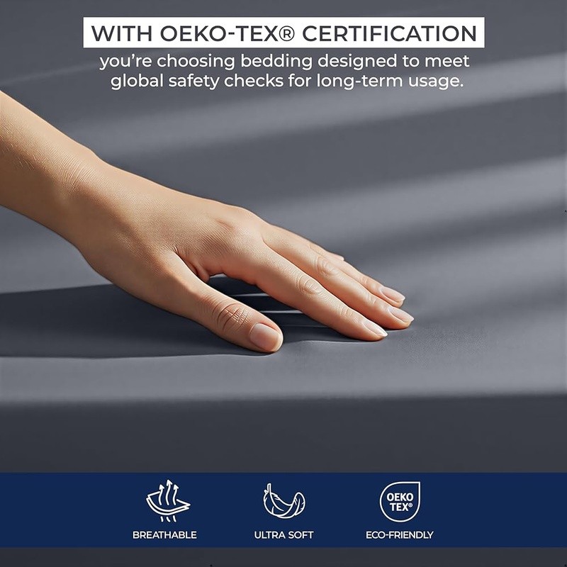 Deep Pocket Fitted Sheet Soft Microfiber Polyester Oversized Mattress 18-21 Inch gallery