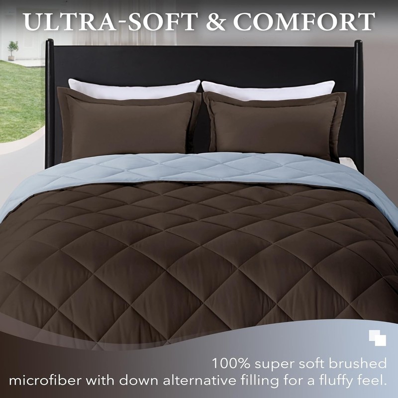 Soft Brown and Blue Twin Comforter Set gallery