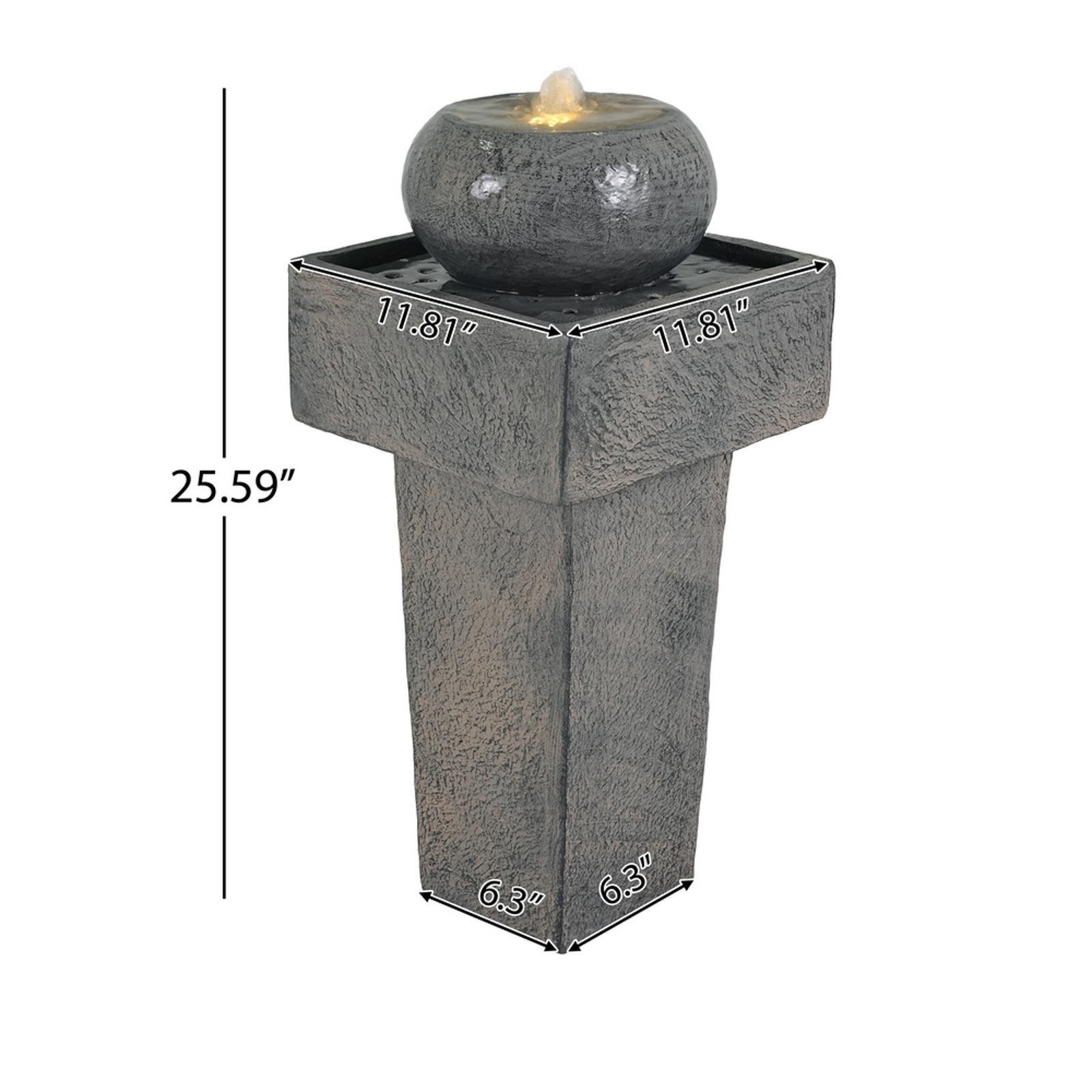 Modern 25.59"H Concrete Column Fountain with LED Lights – Minimalist Outdoor gallery