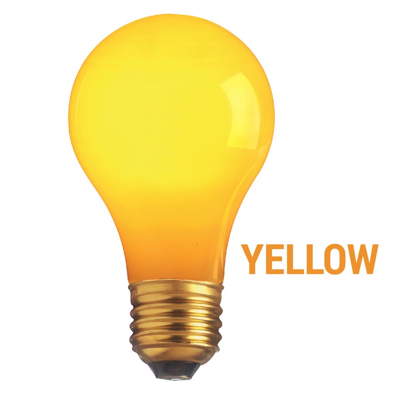 4 Pack CERAMIC SOLID YELLOW BULBS A19 25W 120V Medium E26 Base 25A19 Dimmable gallery