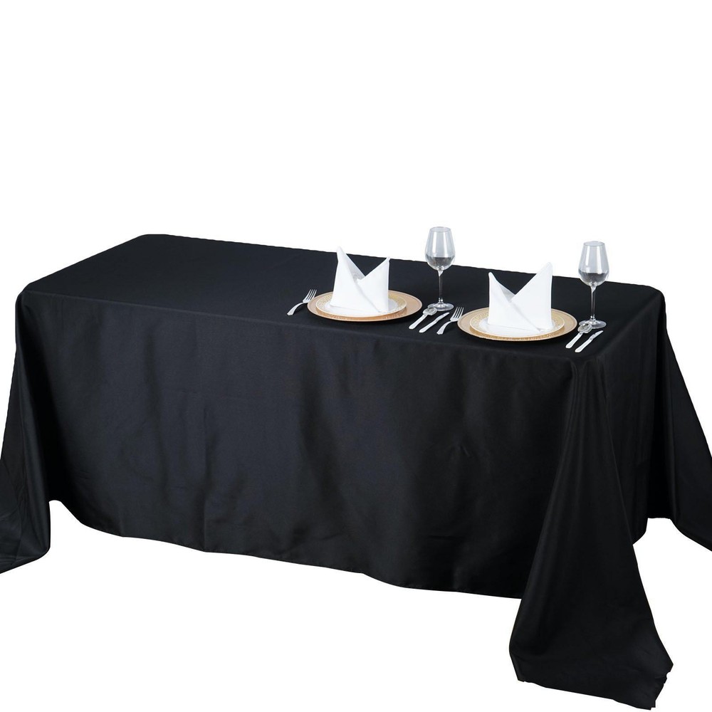 72x120" Black PREMIUM RECTANGLE Polyester TABLECLOTH Catering Linens Home SALE