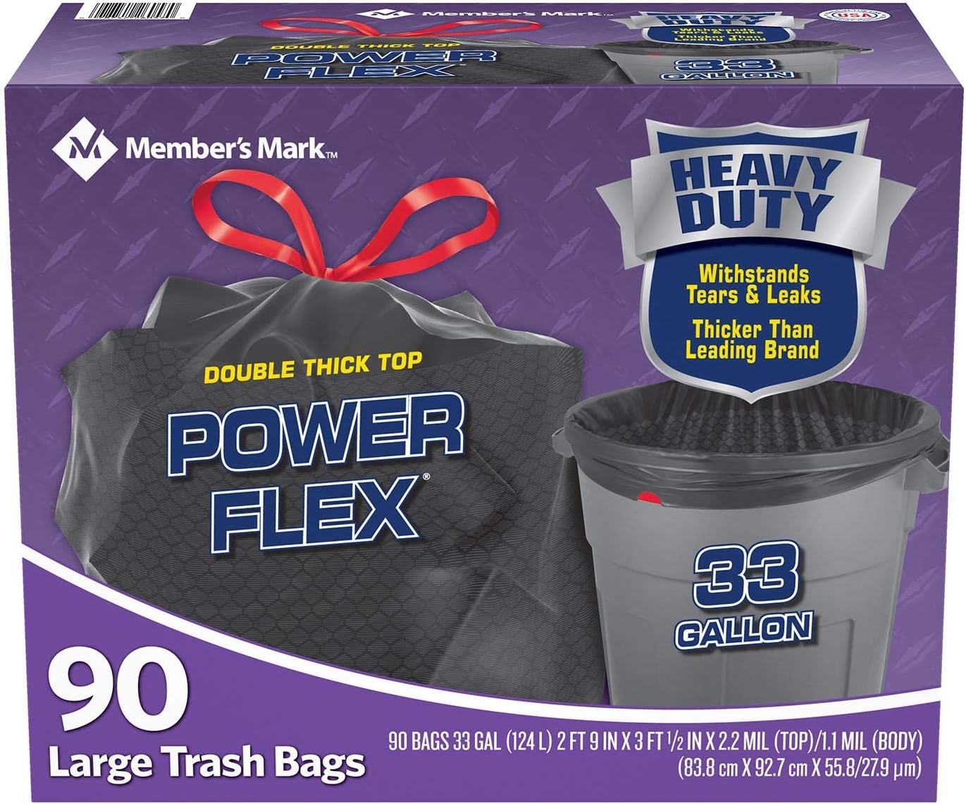 Member's Mark Power-Guard Drawstring Bags - 33 gal. - 90 Count gallery