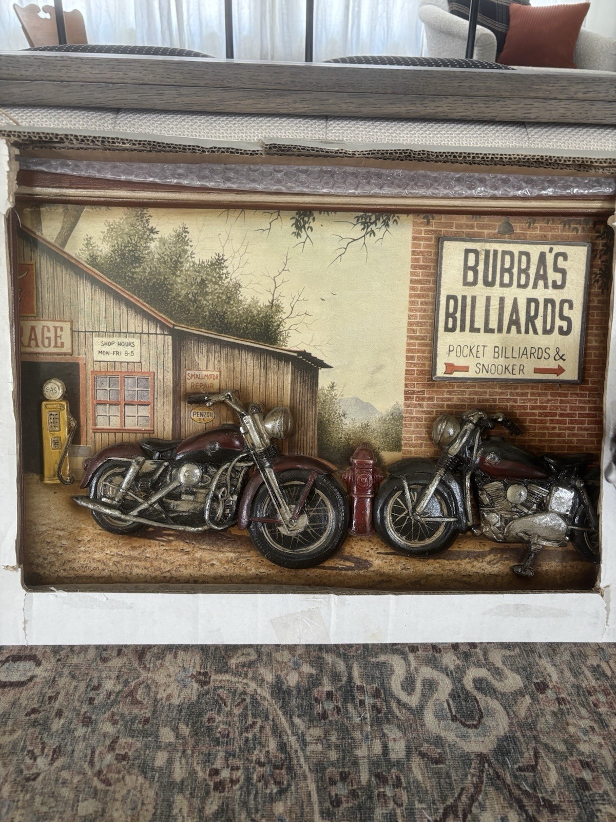 Vintage Motorcycle Garage Wall Sign 3D Effect Wood Resin Billiards 73906 gallery