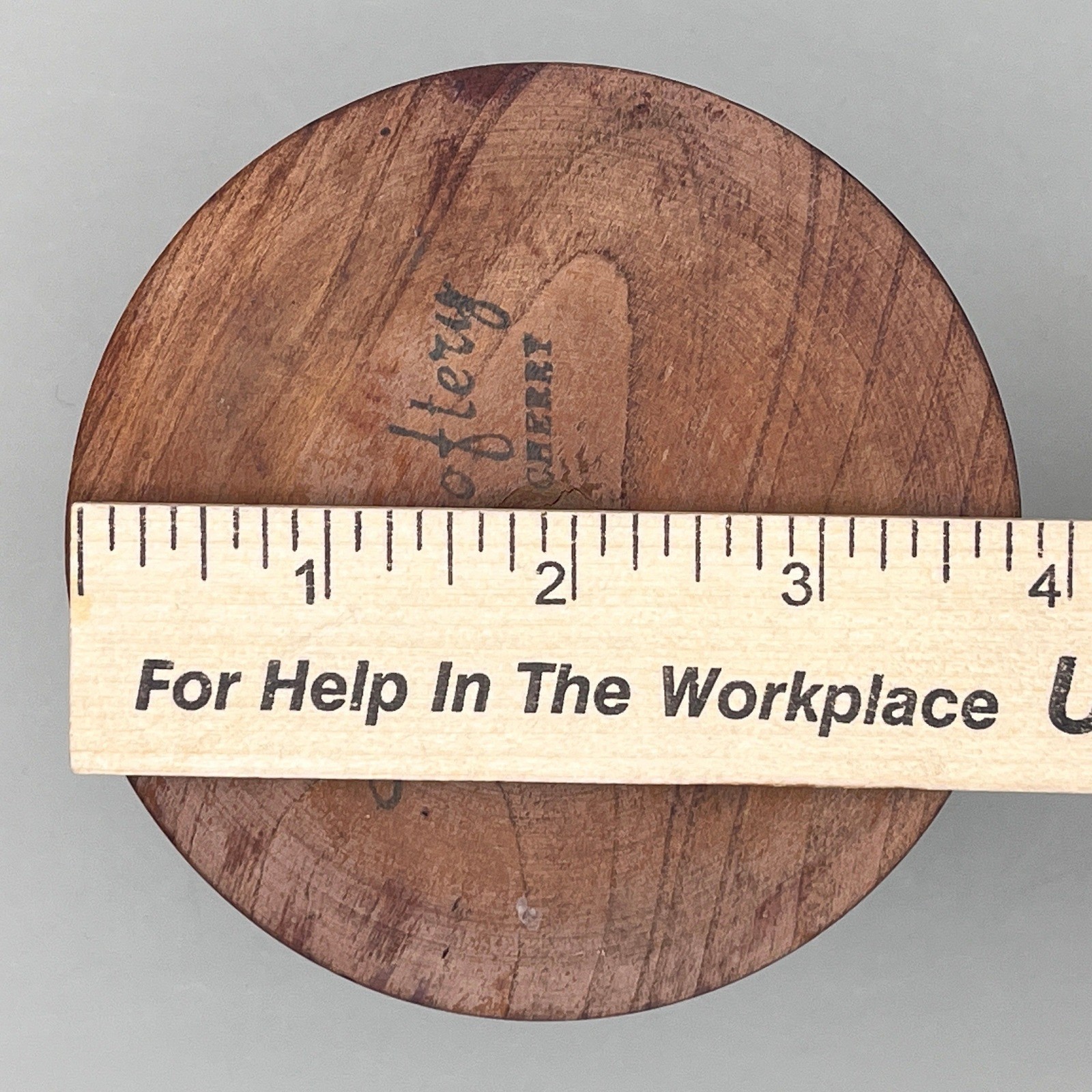 Vtg Cherry Wood Candlestick Holder Signed Woodcraftery Heirloom Turned 3" gallery