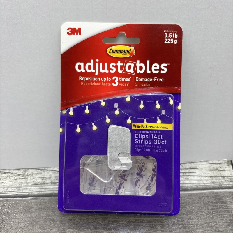 3M Command Adjustables 14 Clips With 30 Strips, Holds 0.5 Lb {19} gallery