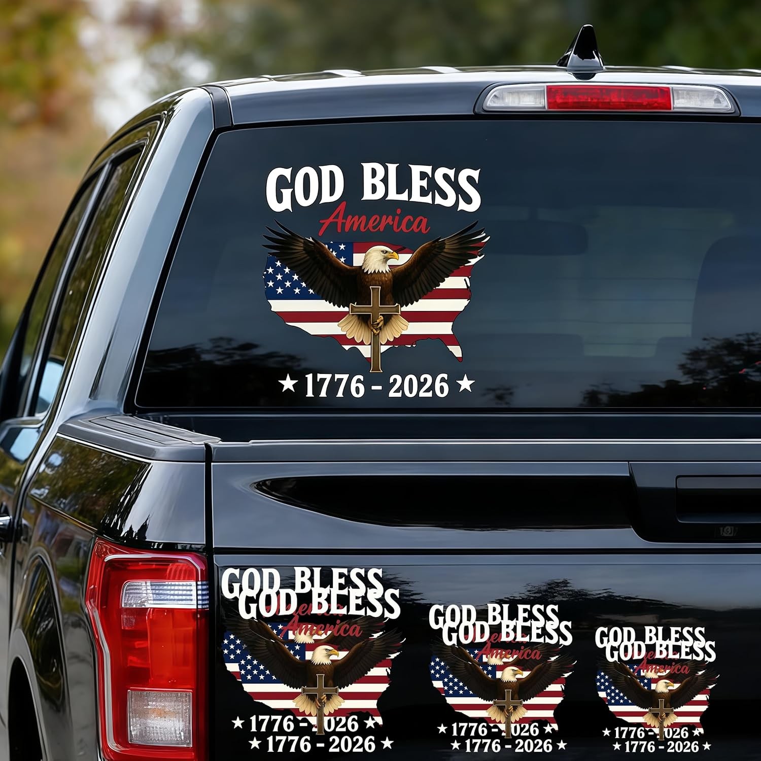 6Pcs God Bless America Patriotic Decals, 1776-2026 250th Anniversary Stickers US gallery