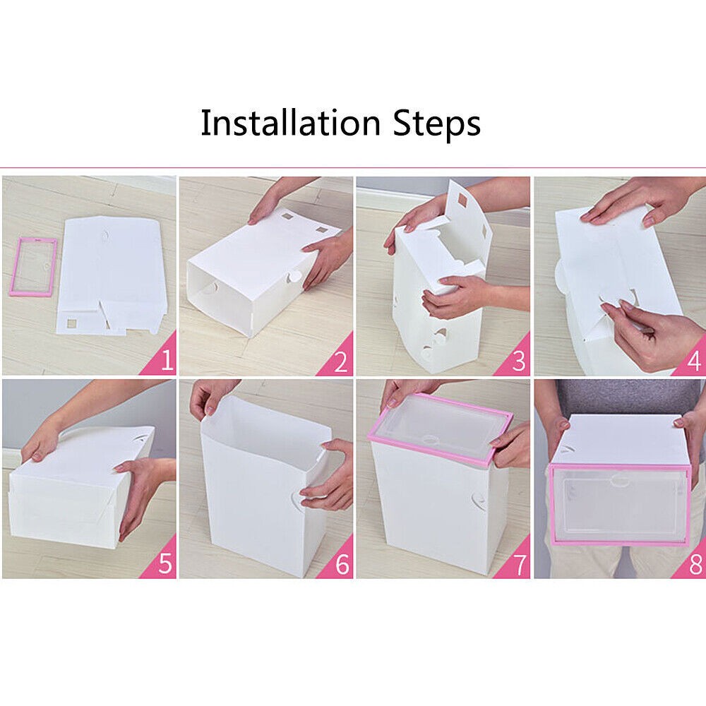 12 Pack Clear Shoe Storage Box Stackable Plastic Organizer Drop Front Container gallery
