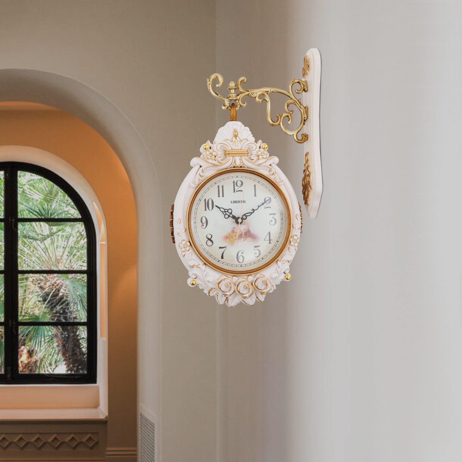 Large Hanging Wall Clock Vintage Style Double Sided For Home Dining Study Decor gallery