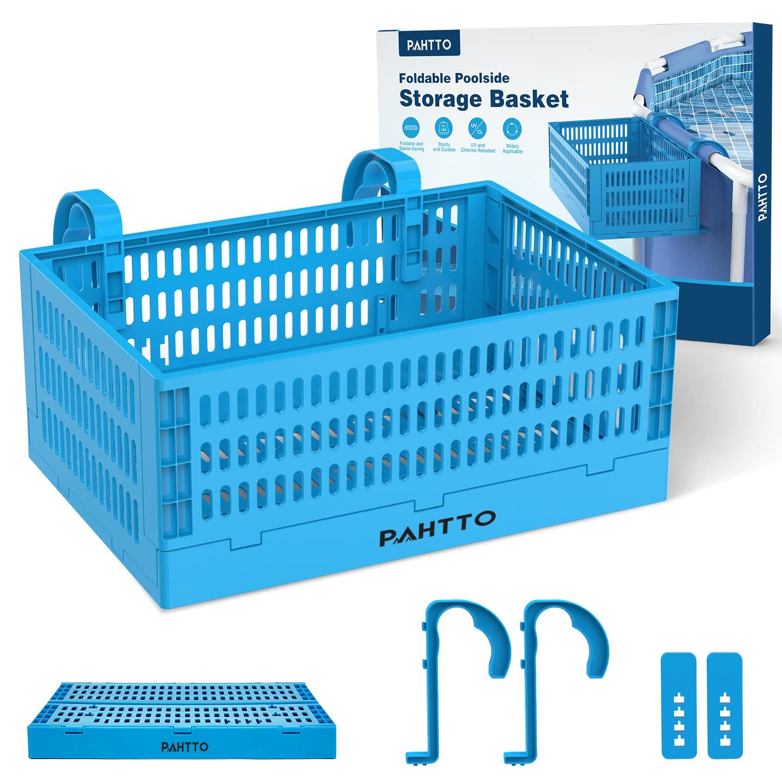 Pahtto Poolside Storage Basket Foldable Above Ground Pool Storage Basket For gallery