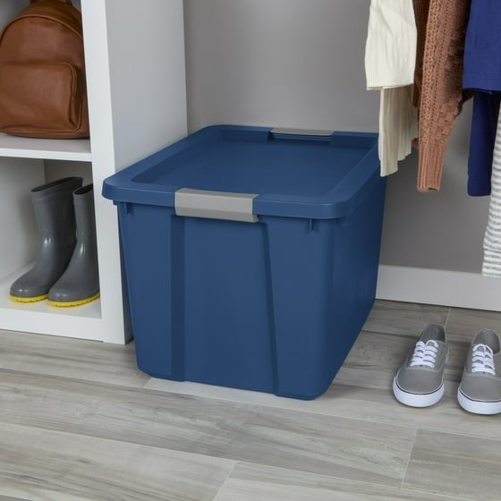 Large Storage Bin, 20 Gallon Plastic Storage Container with Latch Lid, Blue gallery