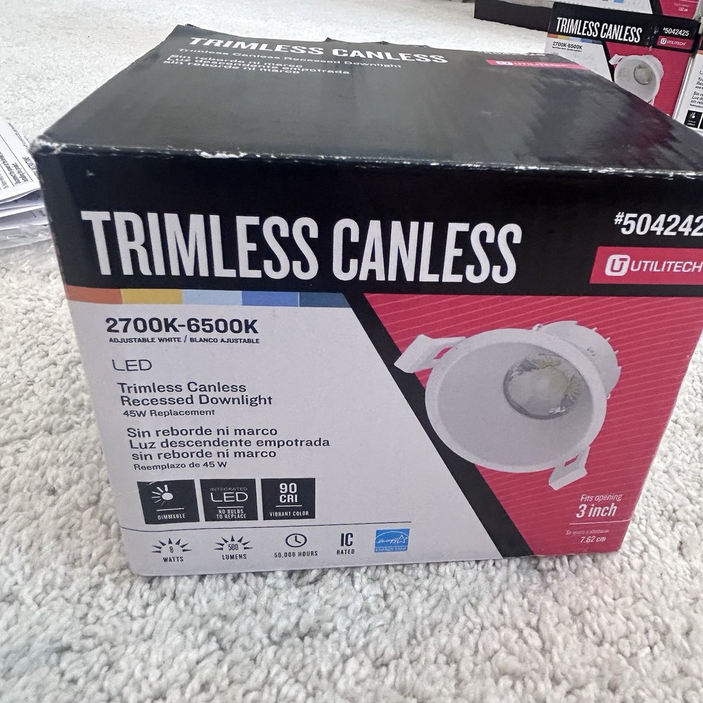 Utilitech Trimless Canless Recessed 3" Downlight LED, Retrofit 5042425