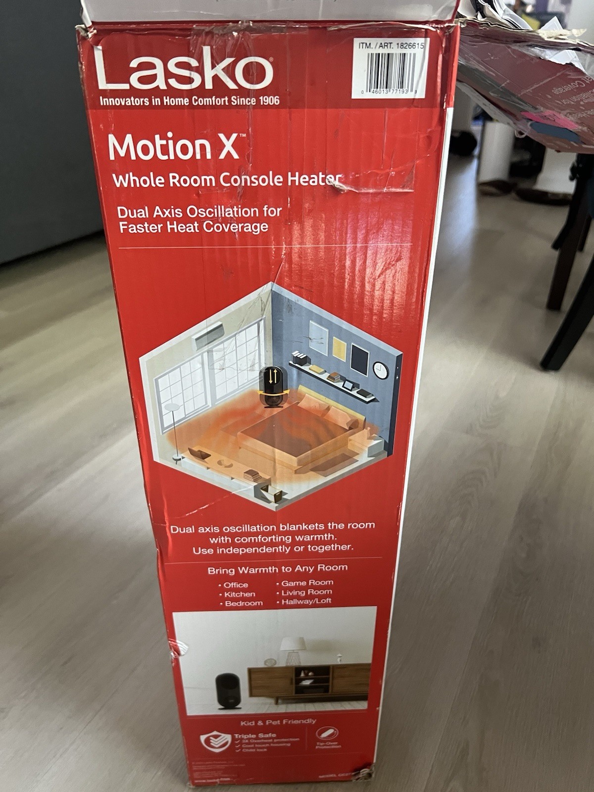 Lasko Motion X Whole Room Console Oscillation Heater Black 1500W without Timer gallery